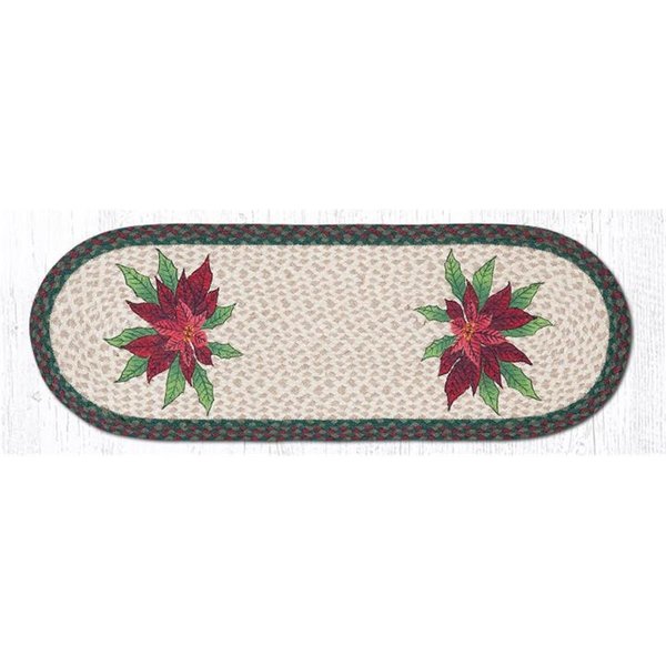 Capitol Importing Co Poinsettia Oval Patch Runner Rug 13 x 36 in 68508P